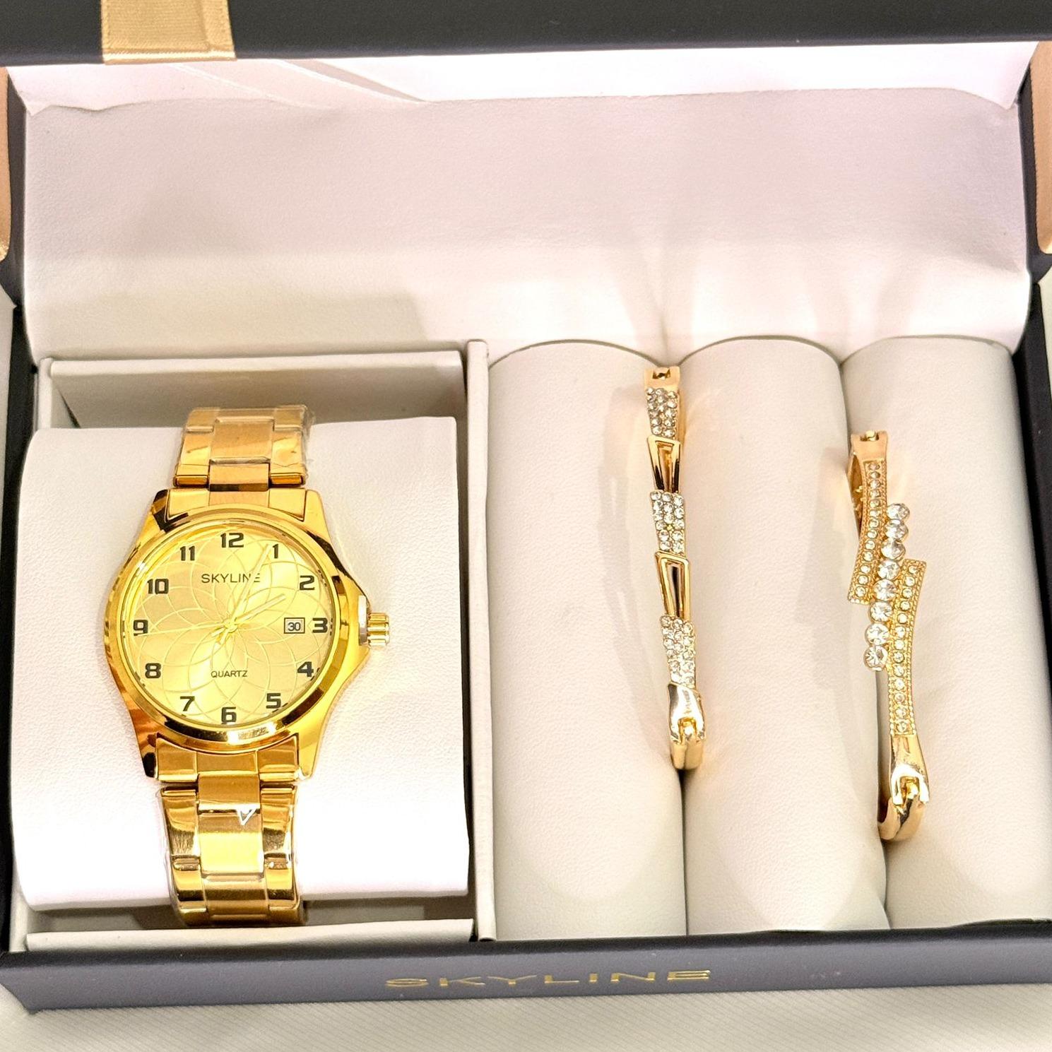 Set de Reloj Clásico Dorado Prestige