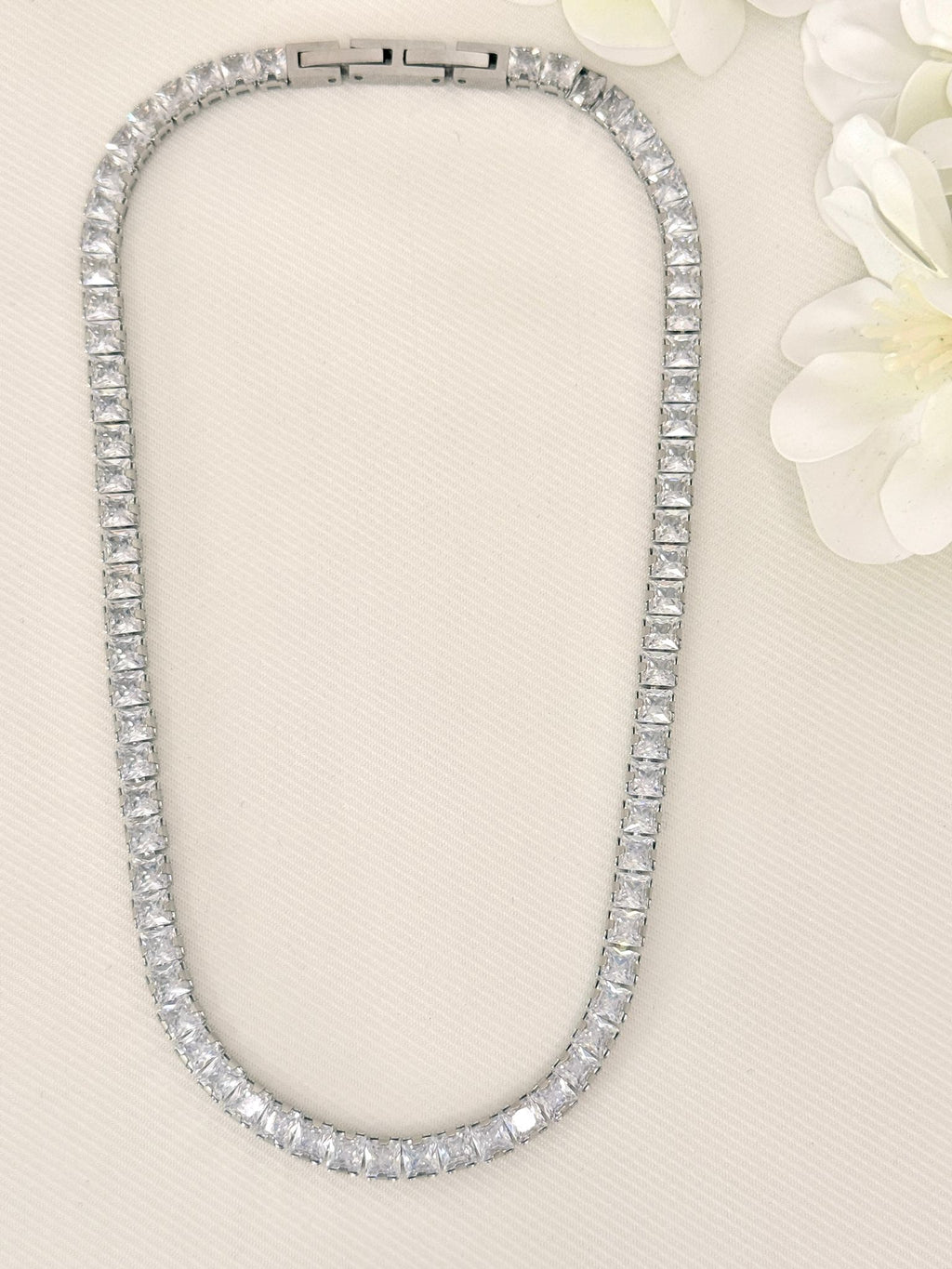 C926016. Collar Tennis Glam Dorado / Plateado