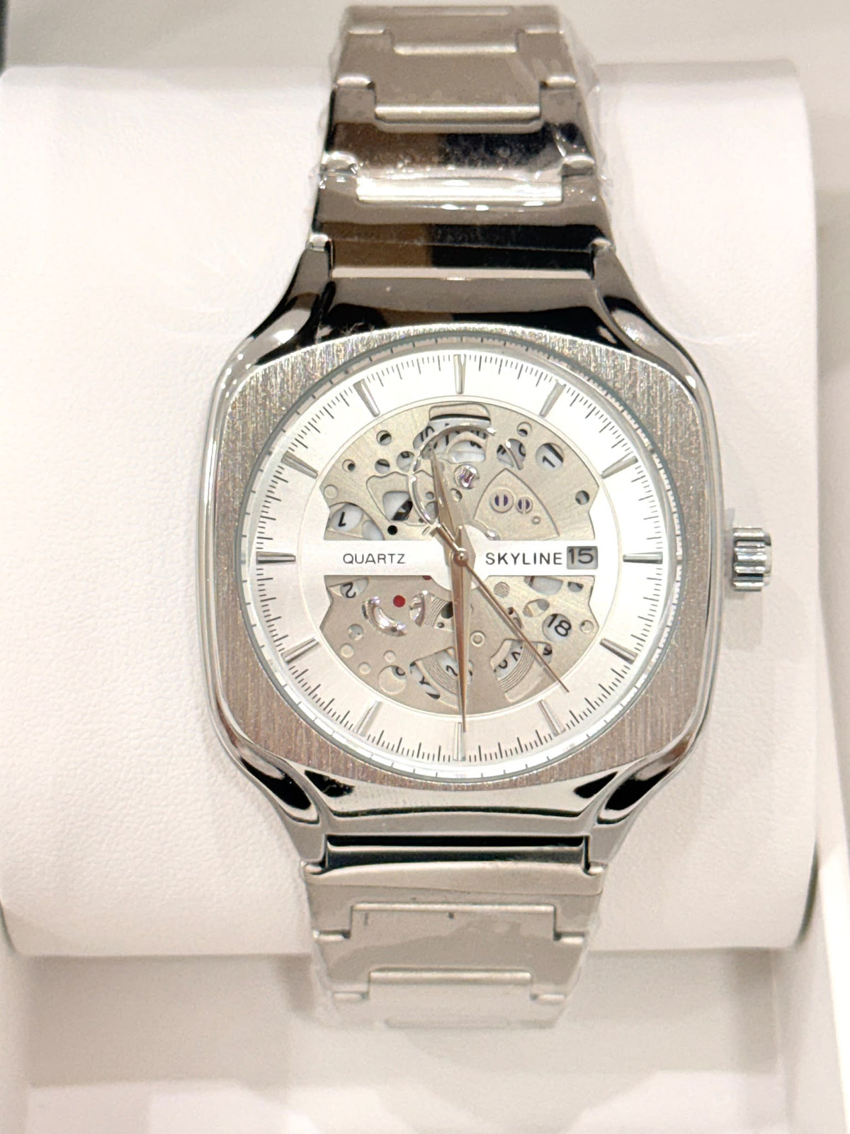 R1026015. Set de Reloj Skyline Esqueleto Plata