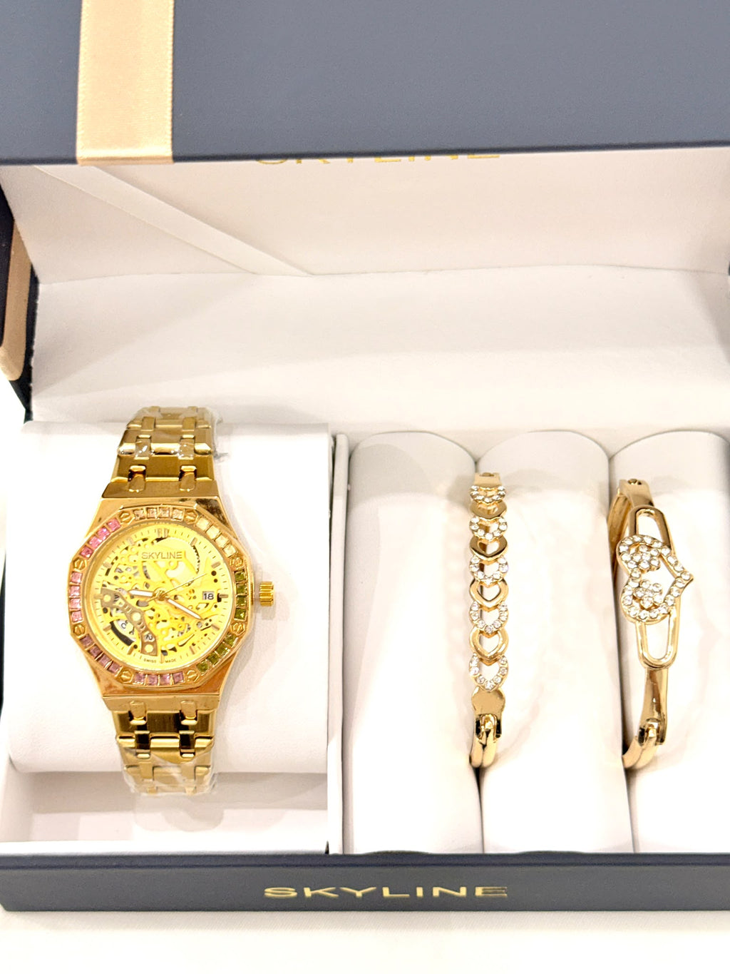 R1026019. Set de Reloj Skyline Esqueleto Gold