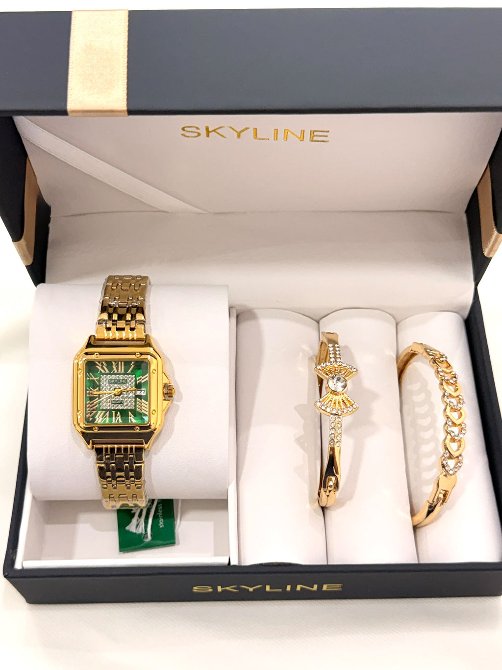 R1026025. Set de Reloj Skyline Premium Dorado y Verde