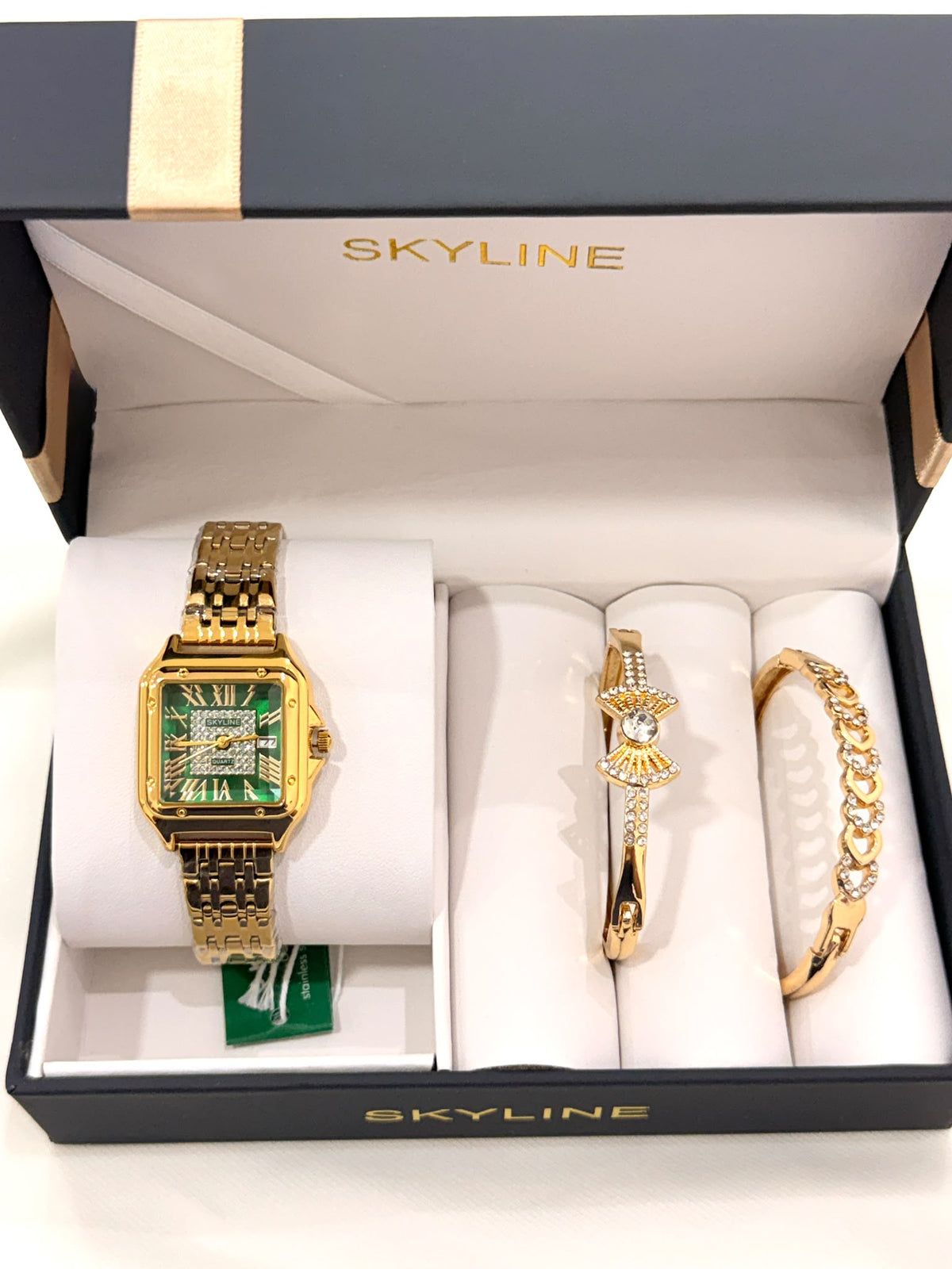 R1026025. Set de Reloj Skyline Premium Dorado y Verde