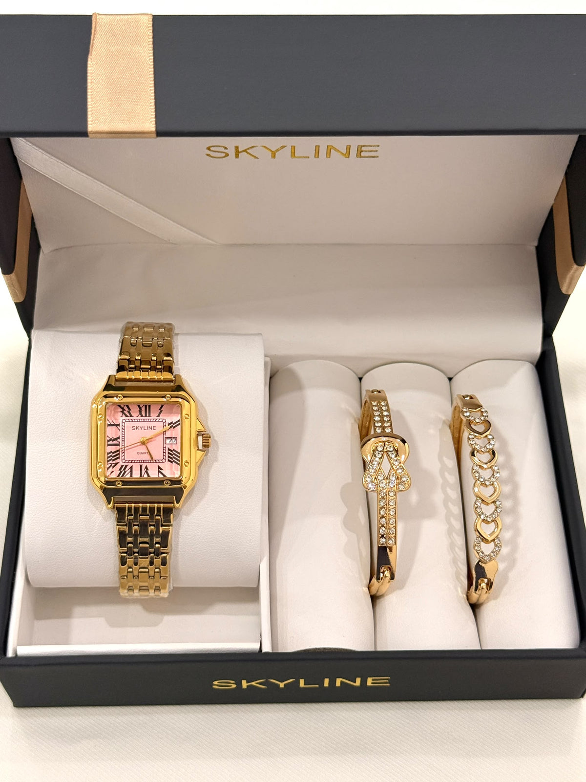 R1026024. Set de Reloj Skyline Square Élite Gold & Pink
